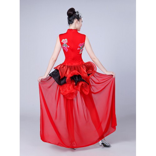 Singers dancers jazz performance dance costumes  for women china style modern dance show party competition tuxedo tops and shorts